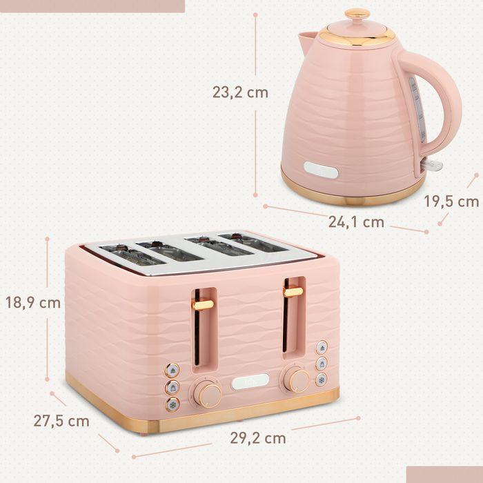 Immagine prodotto Swisshandel24 2-in-1 Toaster- und Wasserkocher-Set, 7 Bräunungsstufen, Auftau- und Aufwärmfunktion, Rosa (1.70 l)