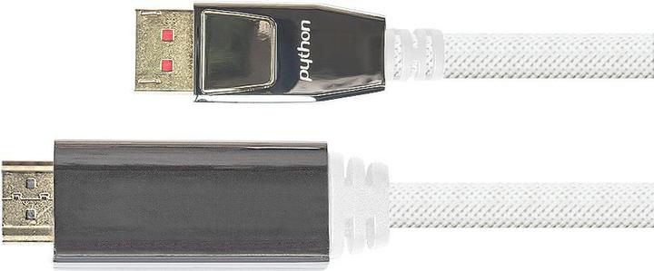 Image du produit Python PYT M0224 DP 1.4 vers HDMI 2.0 A mâle, nylon, 4K@60Hz, 5 m, blanc (5 m)