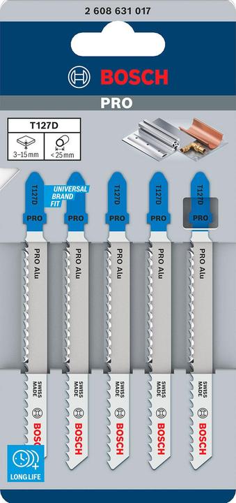 Actual product image Bosch Professional Zubehör PRO Alu T127D jigsaw blade, 100 mm, 5 pcs.