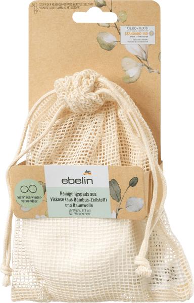 Produktbild dm ebelin Reinigungspads mit Wäschenetz (Reinigungstücher Gesicht)