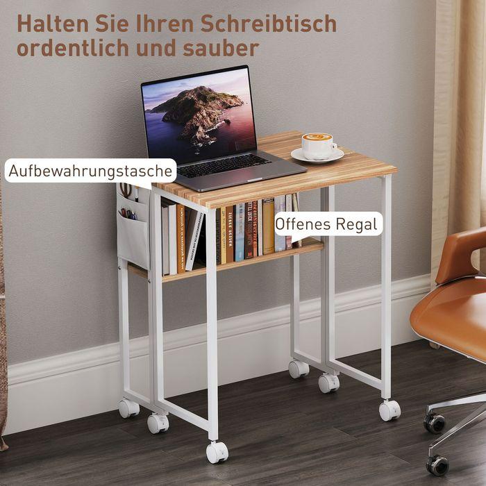 Actual product image Swisshandel24 Faltbarer Schreibtisch, zum Beistelltisch umwandelbar, offenes Regal, Natur (63 x 50 x 75 cm)