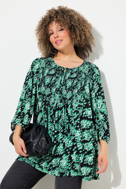 Produktbild Ulla Popken Smokbluse, Allover-Druck, A-Linie, Rundhals (50, 52)