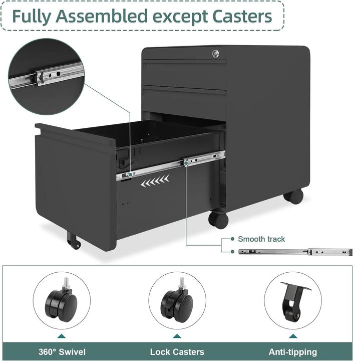 Produktbild Dripex Stahl Rollcontainer mit 2 Schubladen und Hängeregistratur (40 x 45 x 60 cm)