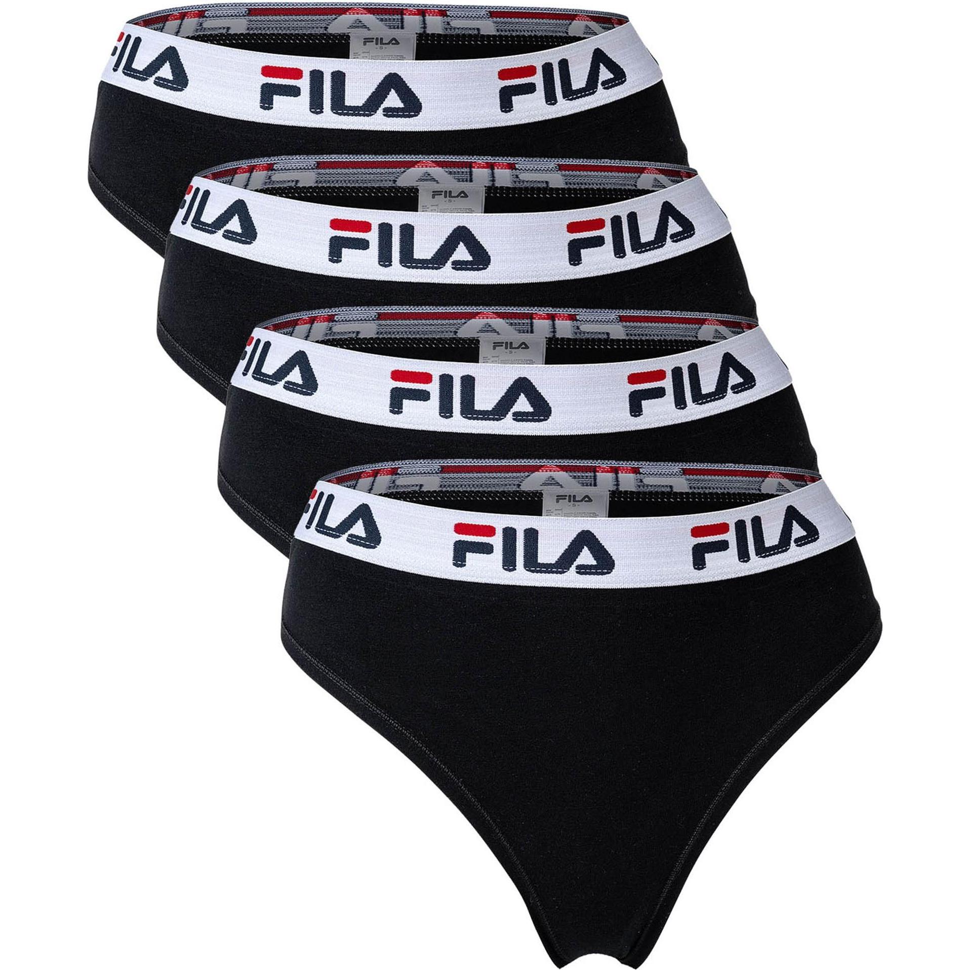 FILA, Damen, Unterhosen, Slip Sportlich, Schwarz, (L, 4er Pack)