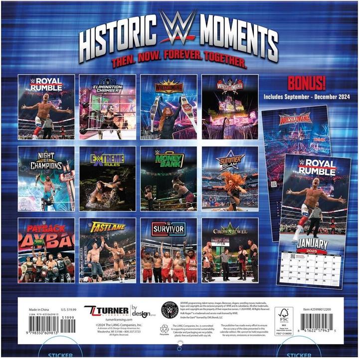 Actual product image WWE - Historic Moments - 30.5 x 30.5 cm team wall calendar 2025 (30.5 x 30.5 cm)
