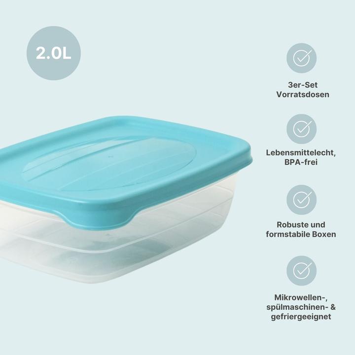 Produktbild Hobby 3er-Set Boxen Aufbewahrungsdosen Meal-Prep-Dosen Frischhaltedosen (2 l)