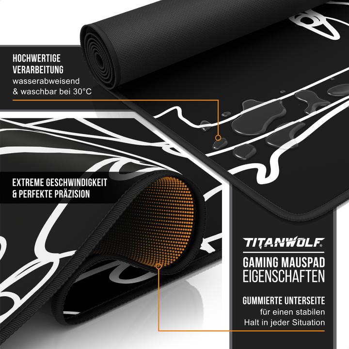 Actual product image Titanwolf Gaming Mouse Pad, 900 x 400mm XXL Speed Gaming Mouse Mat, Mousepad Extra Large Surface, Art Faces (XXL)