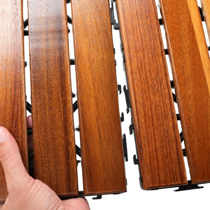 Produktbild Hermex 4er-Set Akazienholz-Fliesen Bodenplatten Klickfliesen Holzfliesen (4 x)