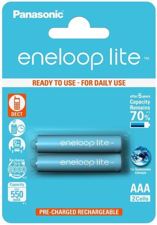 Immagine prodotto Panasonic Eneloop Lite (2 pz., AAA, 550 mAh)