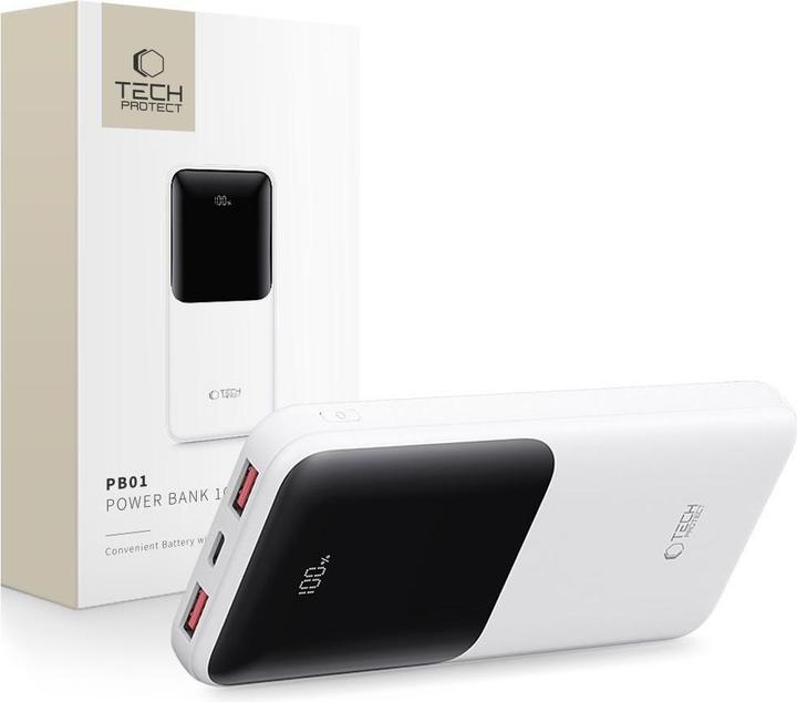 Actual product image Tech-Protect Powerbank PB01 10000mAh 22.5W - white (10000 mAh)