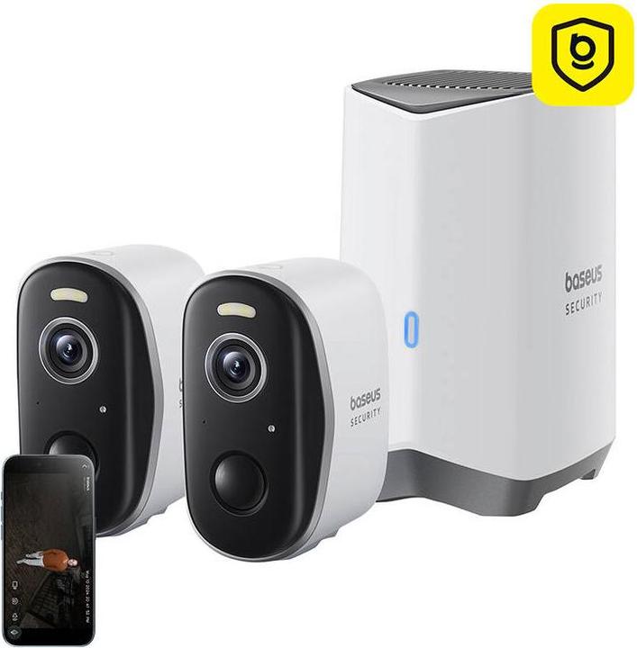 Baseus N1 2K Outdoor Camera Set of 2 (White) (2560 x 1440 (WQHD))