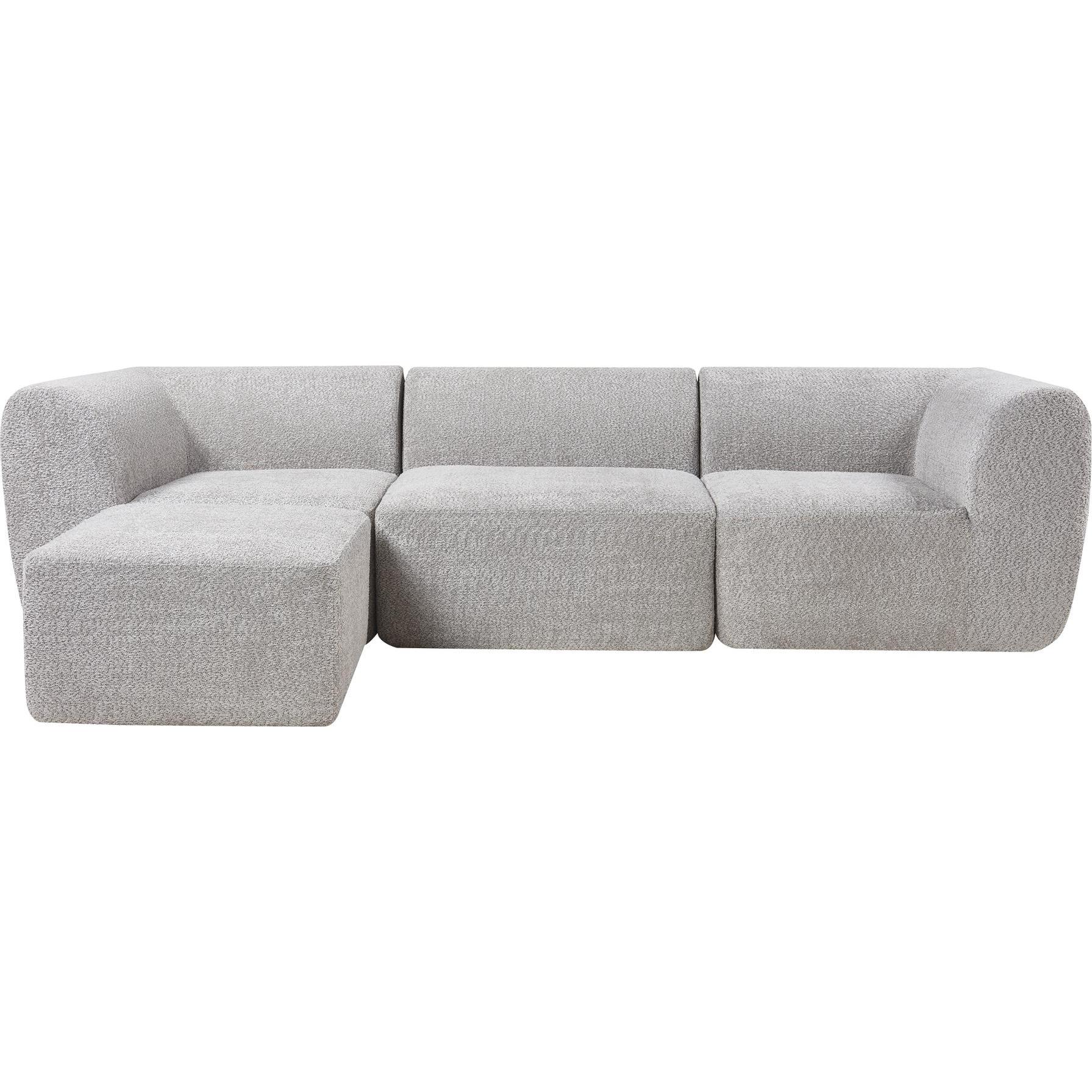 Thumbnail - En.Casa, Sofa, Modular Sofa 3-Sitzer Hurvas mit Longchair Bouclé Grau
