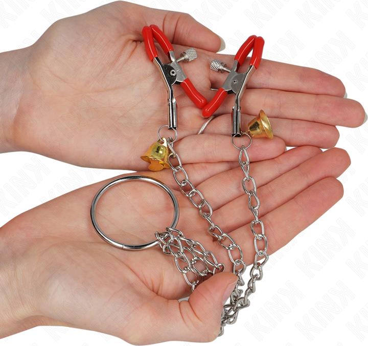 Produktbild Kink Bell 3-Fach Nippel- Und Klitorisklemmen Rot Mit Kette 30 cm