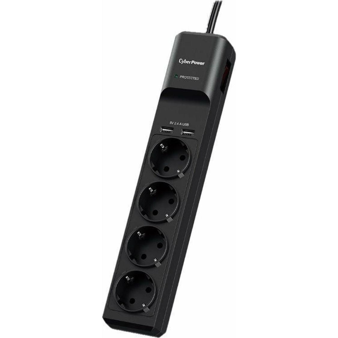 Cyberpower, Ciabatta multipresa, Prof. 4xSchuko/2xUSB Protezione da sovratensione (4 x, CEE 7/3, 1.80 m)