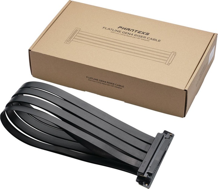 Actual product image Phanteks PCI-E 4.0 x16 riser ribbon cable, 90 degrees, 60cm - black