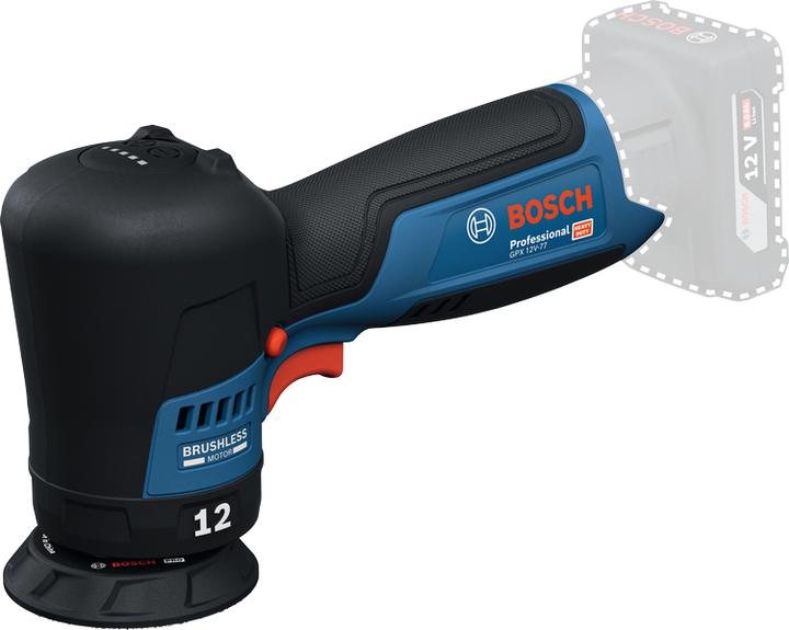 Productafbeelding Bosch Professional 12V System Akku-Polierer GPX 12V-77 (inkl. montiertem 77 mm Klett-Stützteller, 77 (Excentrische polijstmachine)