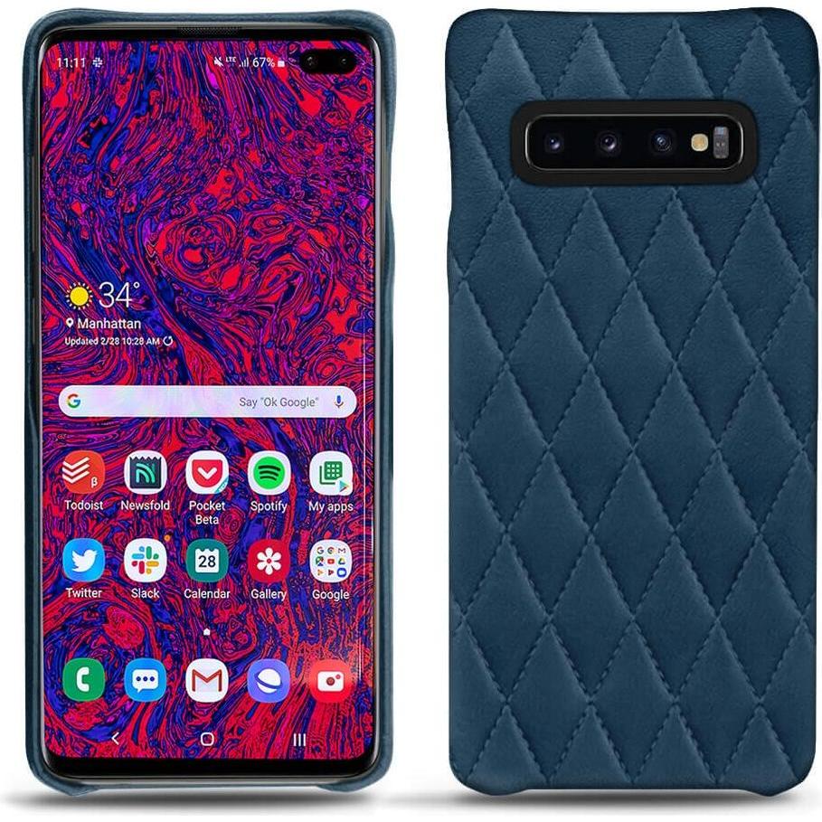 Noreve Lederschutzhülle (Samsung Galaxy S10+), Smartphone Hülle, Blau