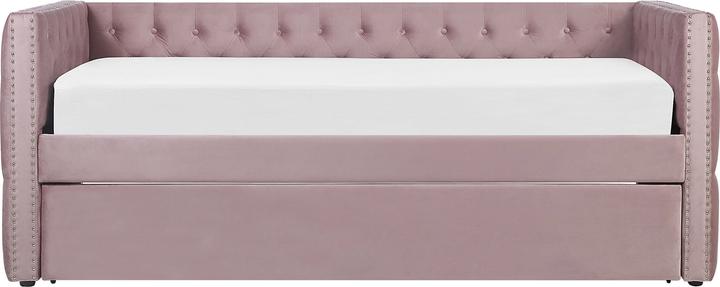 Produktbild Beliani Tagesbett ausziehbar Samtstoff rosa Lattenrost 90 x 200 cm GASSIN (90 x 200 cm)