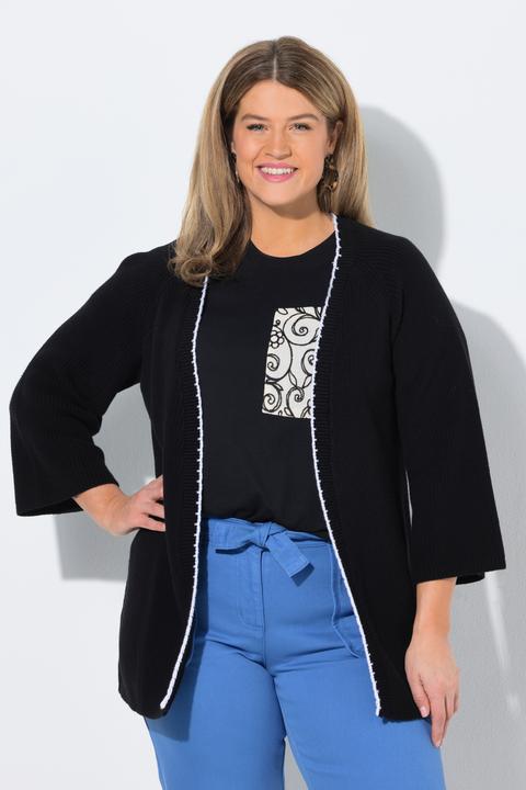 Produktbild Ulla Popken Strickjacke, Zierkanten, V-Ausschnitt, 3/4-Arm (58)