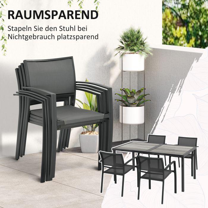 Produktbild Swisshandel24 5 tlg Sitzgruppe Gartenmöbel Set, Mesh Dunkelgrau (150 cm)