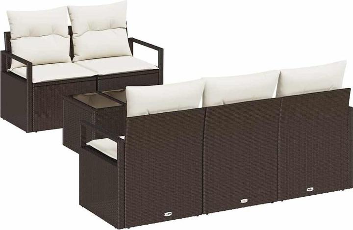 Actual product image VidaXL 6-piece garden sofa set with cushions brown poly rattan