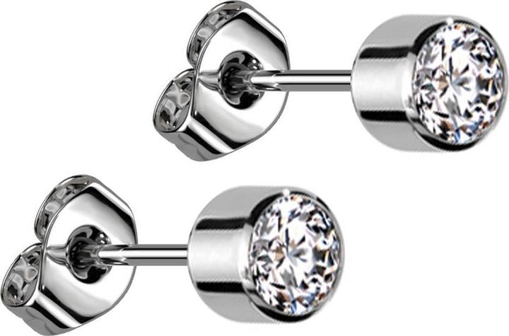 Image du produit Star Piercing Boucles d'oreilles argent Cylindre avec cristal argent (sans laiton, Titane)