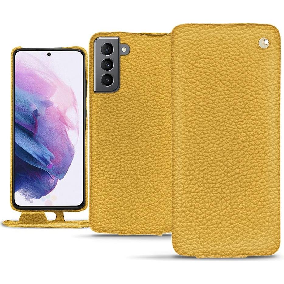 Noreve Lederschutzhülle vertikal (Samsung Galaxy S21), Smartphone Hülle, Orange