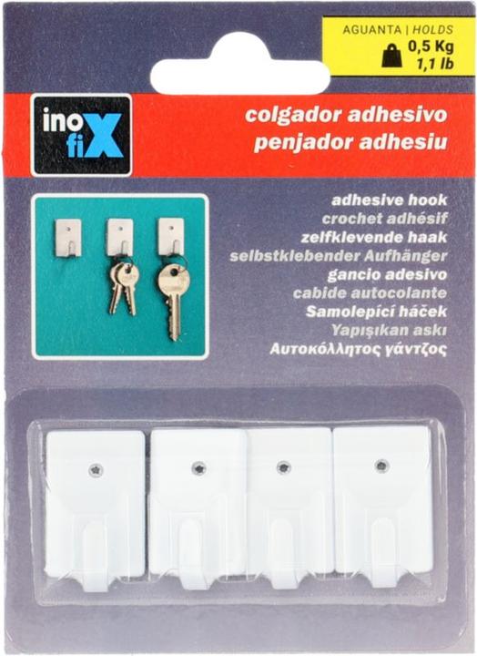 Image du produit Inofix Crochet adhésif pour clés, blanc, 4 pièces