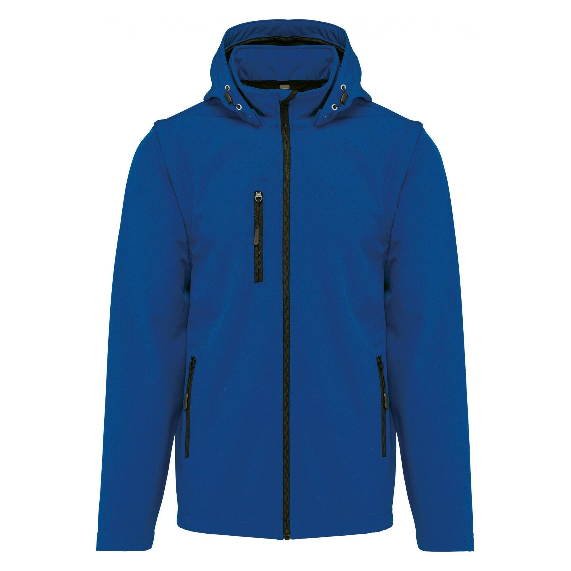 Kariban, Unisex, Regenjacken, Wasserdichte 3-lagige Jacke Mit Kapuze Und Abnehmbaren Ärmeln In Übergrösse, Blau, (Xxl)
