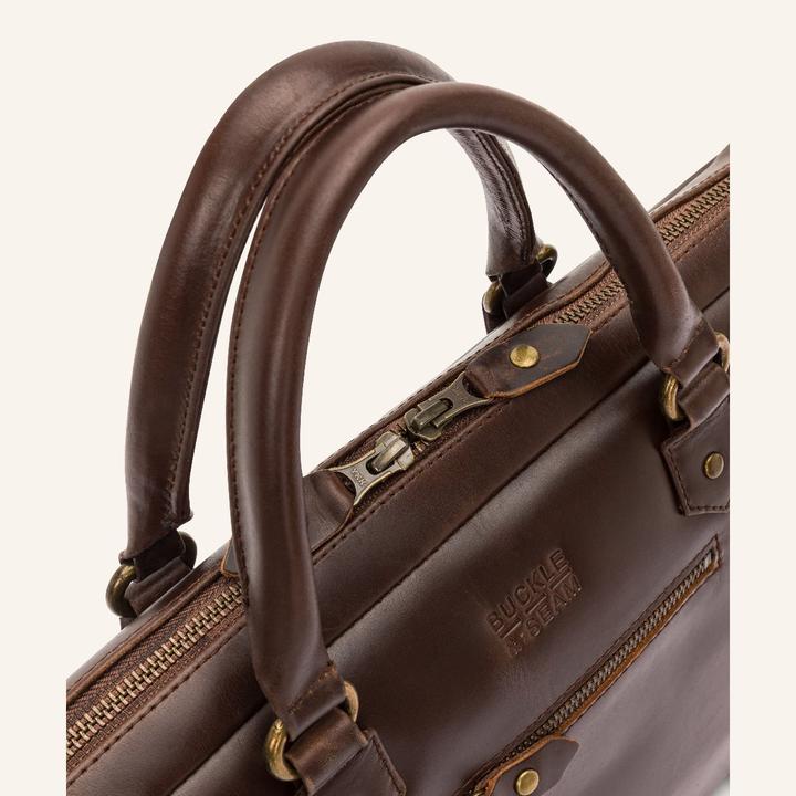 Produktbild Buckle & Seam Leder Laptoptasche Cali Braun / Dot