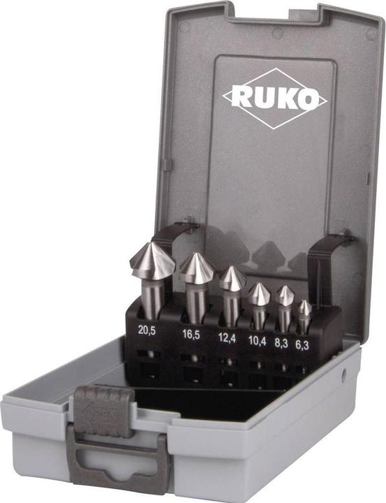 Produktbild Ruko Kegelund EntgratsenkerSatz Form CHSS in ABSKunststoffkassette tlg (10,4 mm, 12,4 mm, 16,5 mm, 20,5 mm, 6,3, 8,3)