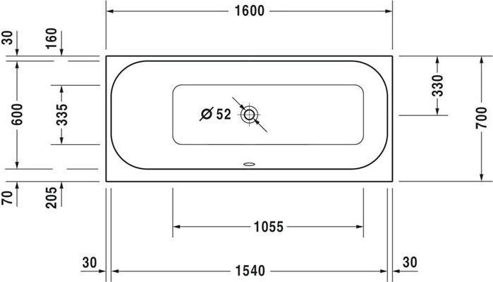 Produktbild Duravit Krperformbadewanne Rechteckbadewanne Happy D,2 70 x 160 cm wei glatt 700308000000000 (215 l, 160 cm, 70 cm)