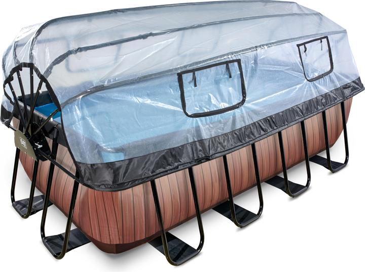 Actual product image Exit Frame pool angular 400x200x122 cm with sun roof and sand filter pump (460 x 253 x 222 cm)
