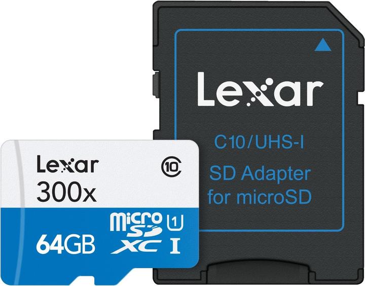 Actual product image Lexar microSDXC 300x with adapter (64 GB, microSDXC, U1, UHS-I)