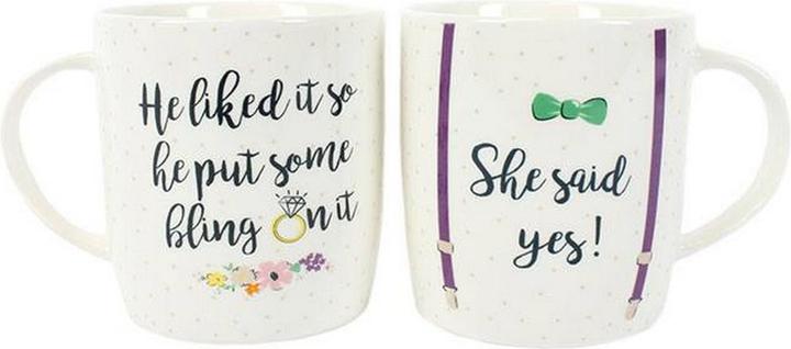 Actual product image Something Different Mug Set She Said Yes! Porcelain 2Pack (2x)