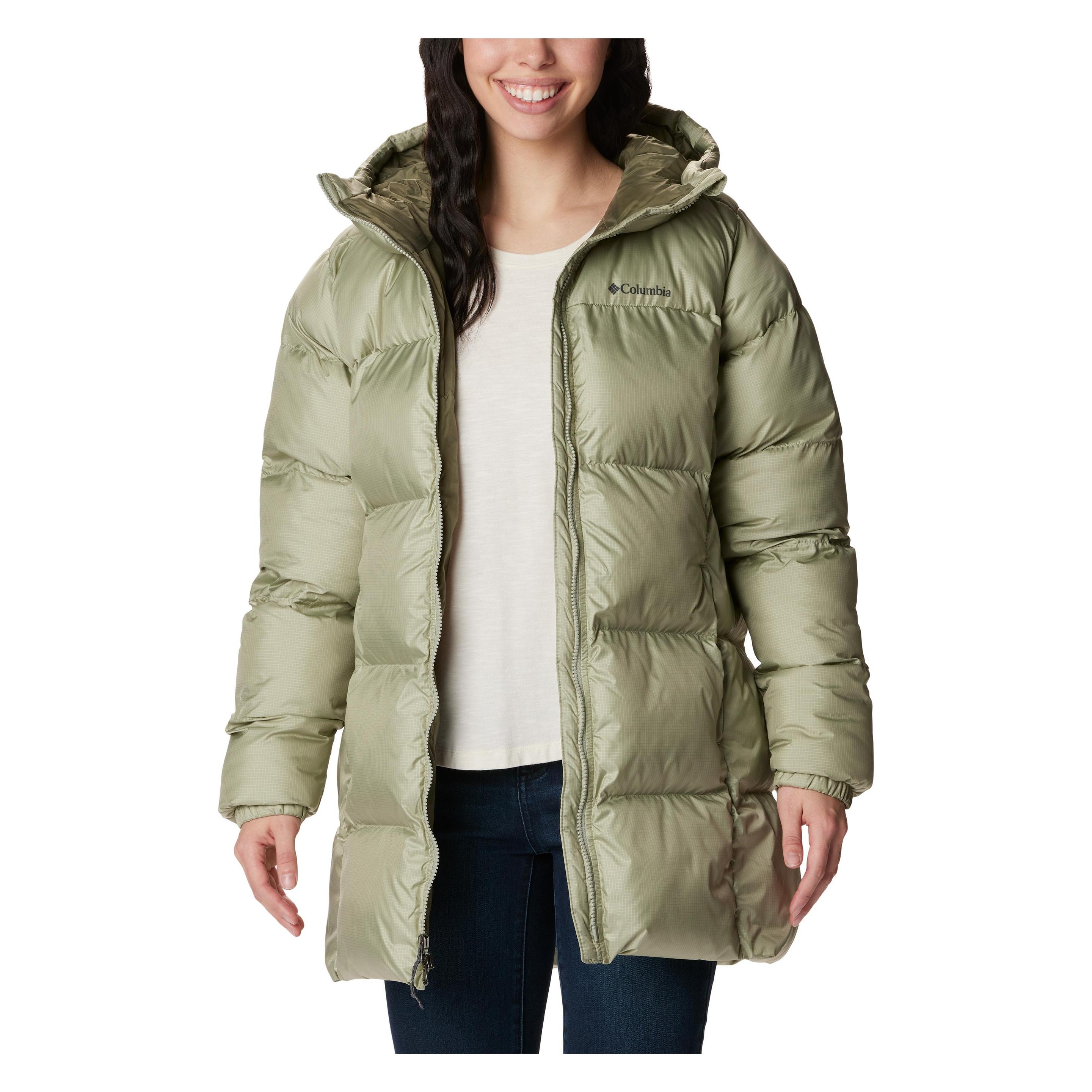Columbia, Vrouwen, Winterjassen, Puffect Mid Jas Met Capuchon, Groen, (S)