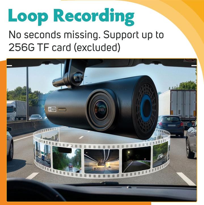 Image du produit Pora&Co Dashcam Dual Lens 4K Â€ For Achter Camera (Vision nocturne, 4K)
