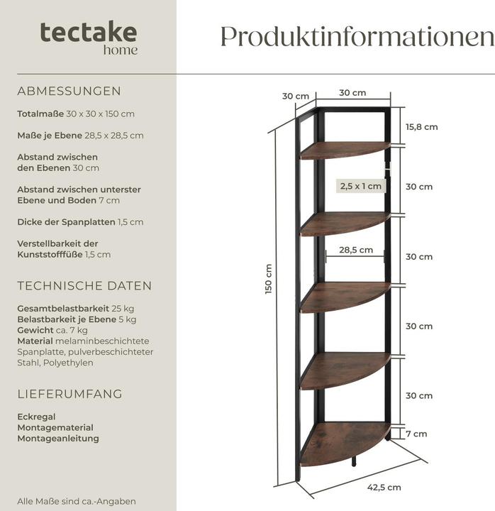Immagine prodotto tectake Castlebar (30 x 30 x 150 cm)