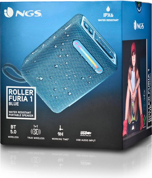 Produktbild NGS Enceinte Nomade Bluetooth Roller Furia 1 (Bleu) (9 h, Akkubetrieb)