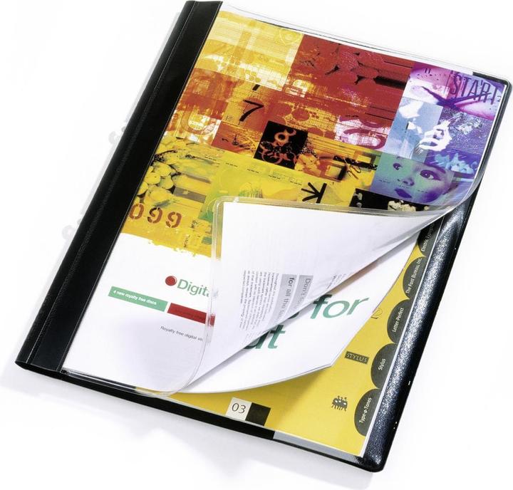 Produktbild Durable Schnellhefter DURAPLUS de Luxe, DIN A4, schwarz aus extra starker Folie, transparenter Vorderdeckel (A4, 25x)