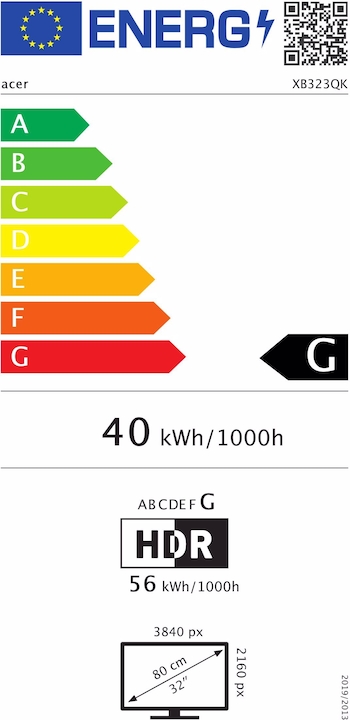 Energie-Label Acer Predator XB323QKNV (3840 x 2160 Pixel, 31.50")