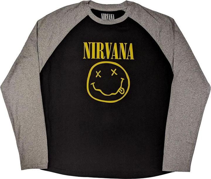 Immagine prodotto Nirvana Maglietta Faccia Felice Raglan a Maniche Lunghe Adulto Unisex (XXL)