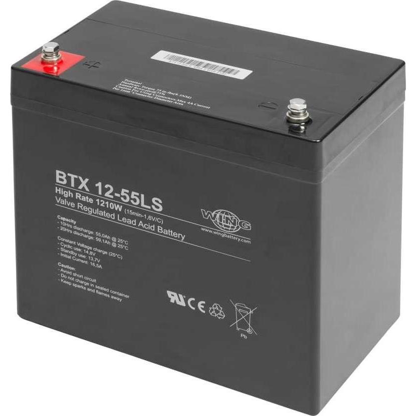XCell, Versorgungsbatterie, Wing BTX12-55LS 12V 55Ah high rate hochstromfähig Bleiakku AGM Blei Gel Akku (12 V, 55 Ah)