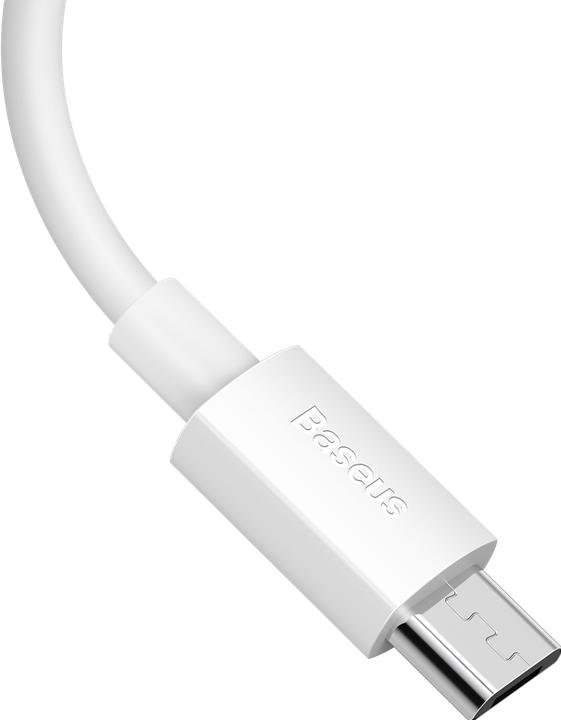 Produktbild Baseus Simple Wisdom Data Cable Kit USB to Micro 2.1A (2PCS/Set) 1.5m White (1.50 m)