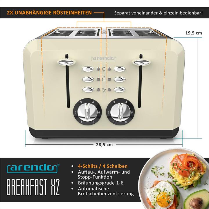 Produktbild Arendo Automatik Toaster 4 Scheiben in Beige