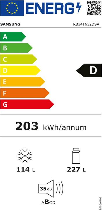 Label énergétique Samsung Réfrigérateur-congélateur BRB26715DWW/WS (264 l)
