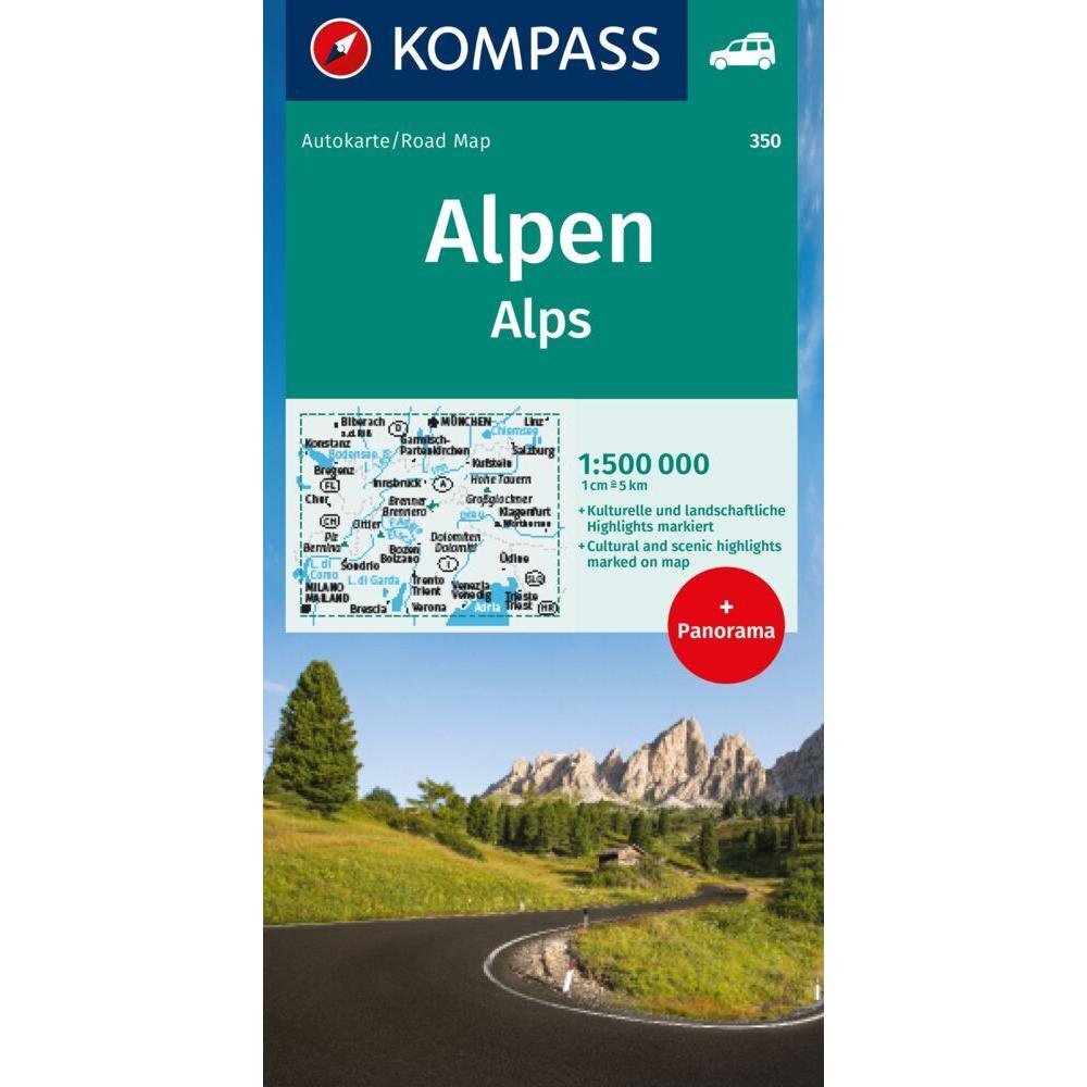 Autokarte Alpen, Alps, Alpi, Alpes 1:500.000, Landkarte