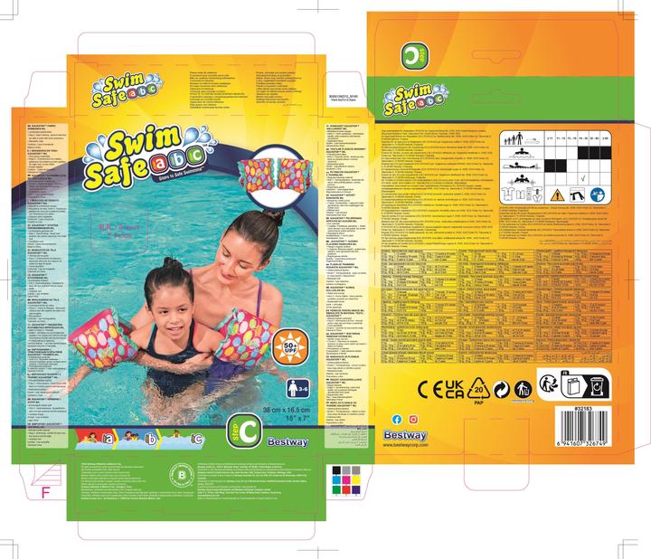 Actual product image Bestway Swim Safe ABC AquaStar Fabric Inflatable Wristband Floaties M/L, Swim armbands, Boy/Girl, Fabr