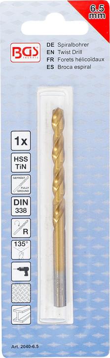 Produktbild BGS Spiralbohrer HSS-G titan-nitriert 6,5 mm (6,5 Millimeter)