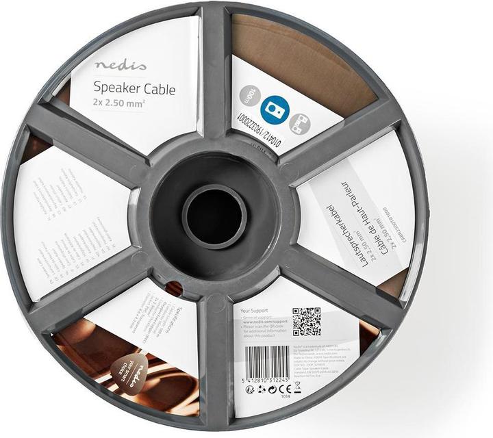 Immagine prodotto Nedis Cavo per altoparlanti| 2x 2,50 mm²| Rame| 100,0 m| Rotondo| PVC| Trasparente| - Prolunga (100 m, 2.50 mm².)